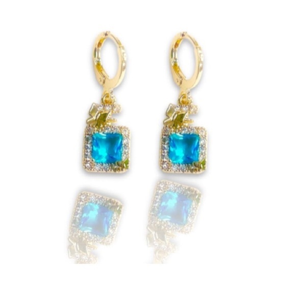 RAF ROSSI Gold Plated Jewelry - Light blue earrings goldfilled